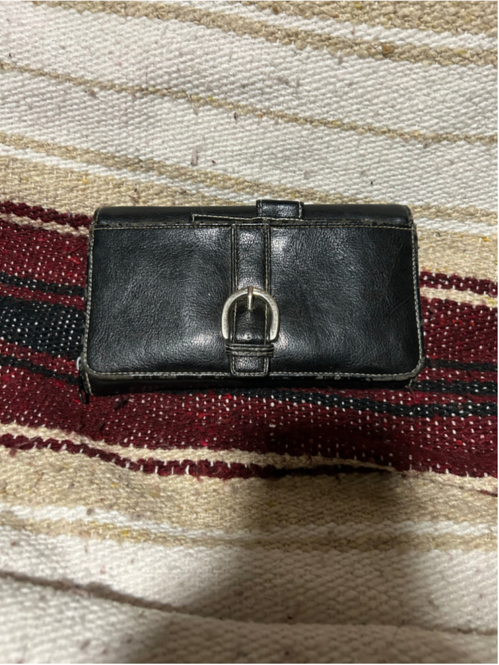 Women's Unbranded Black Wallet with Silver Buckle Detail, One Size